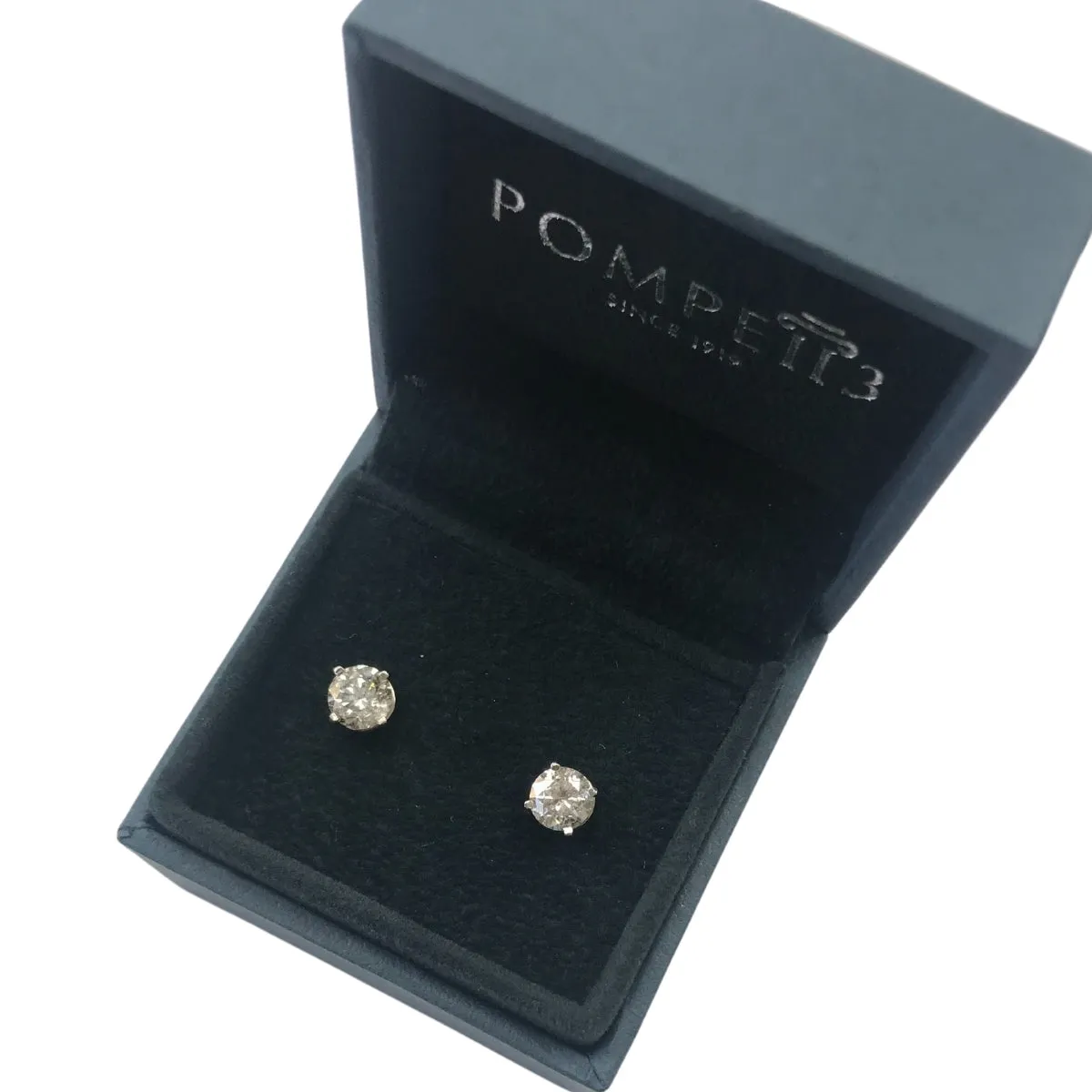 1 1/2 Cttw 14K White Round Cut IGI Certified Diamond Studs Earrings Screw Back