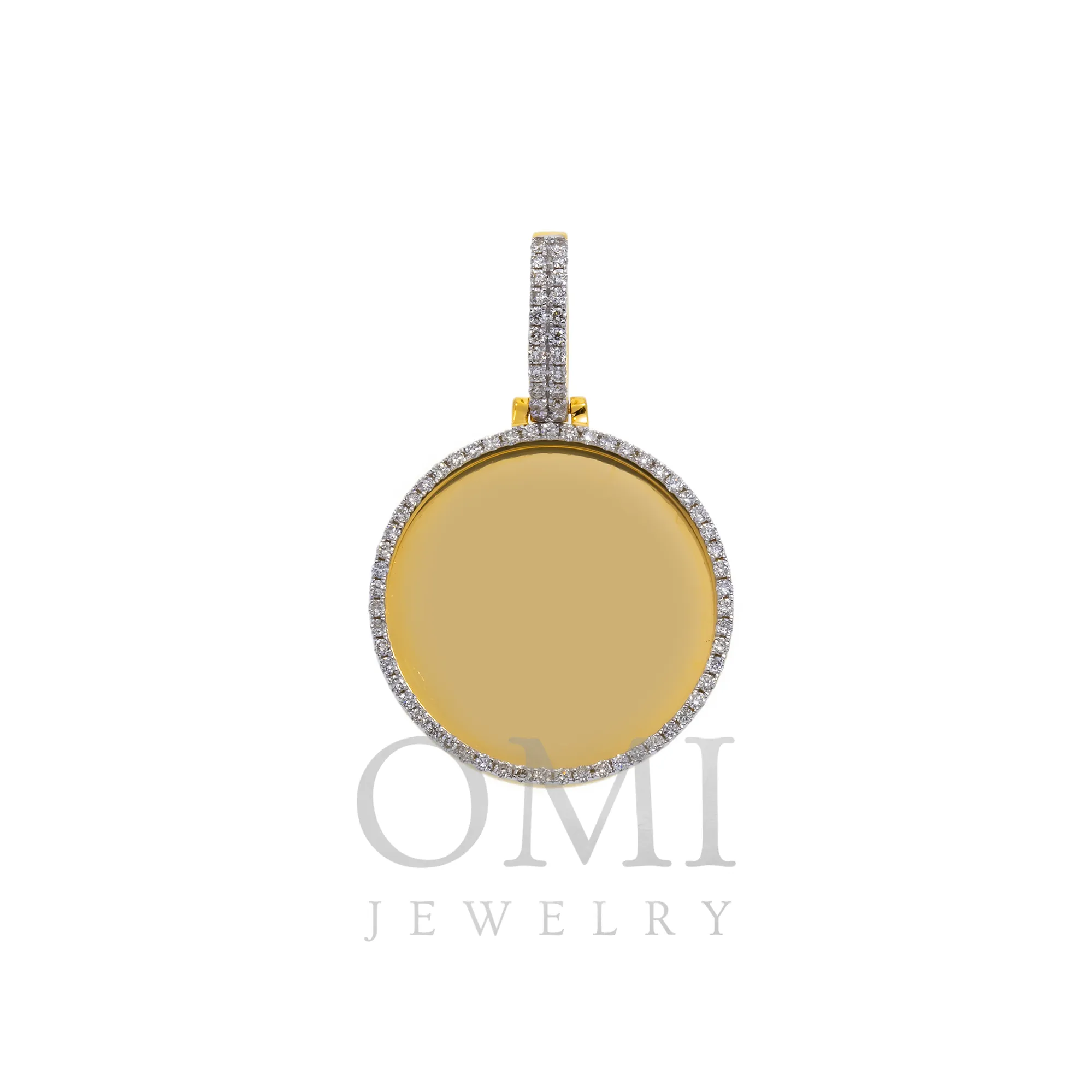 14K GOLD ROUND DIAMOND CIRCLE PICTURE PENDANT 0.60 CT