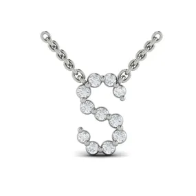 14K WHITE GOLD 16-18 INCH DIAMOND S INITIAL NECKLACE 0.21CTW