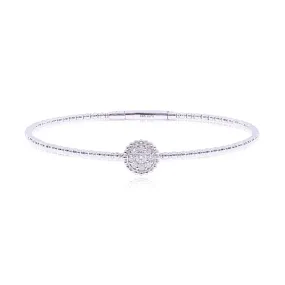 14K WHITE GOLD BEADED DIAMOND FLEXIBLE BANGLE BRACELET - 0.23CTW