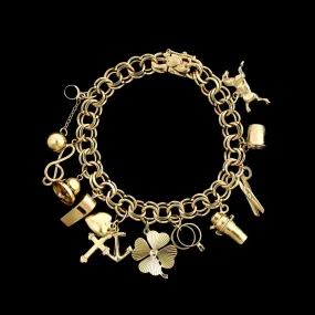 14K Yellow Gold Estate Charm Bracelet