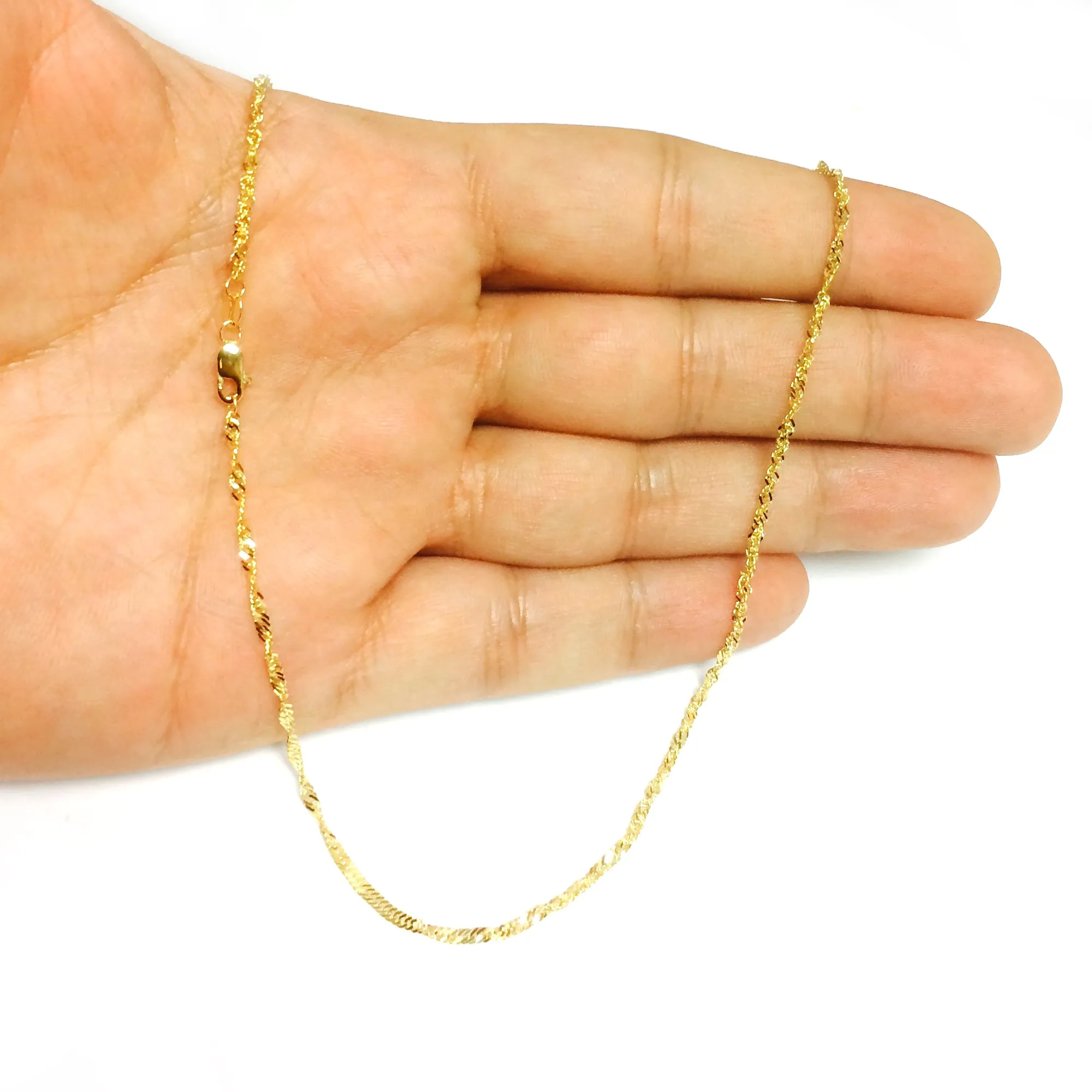 14k Yellow Gold Singapore Chain Bracelet, 1.7mm, 7