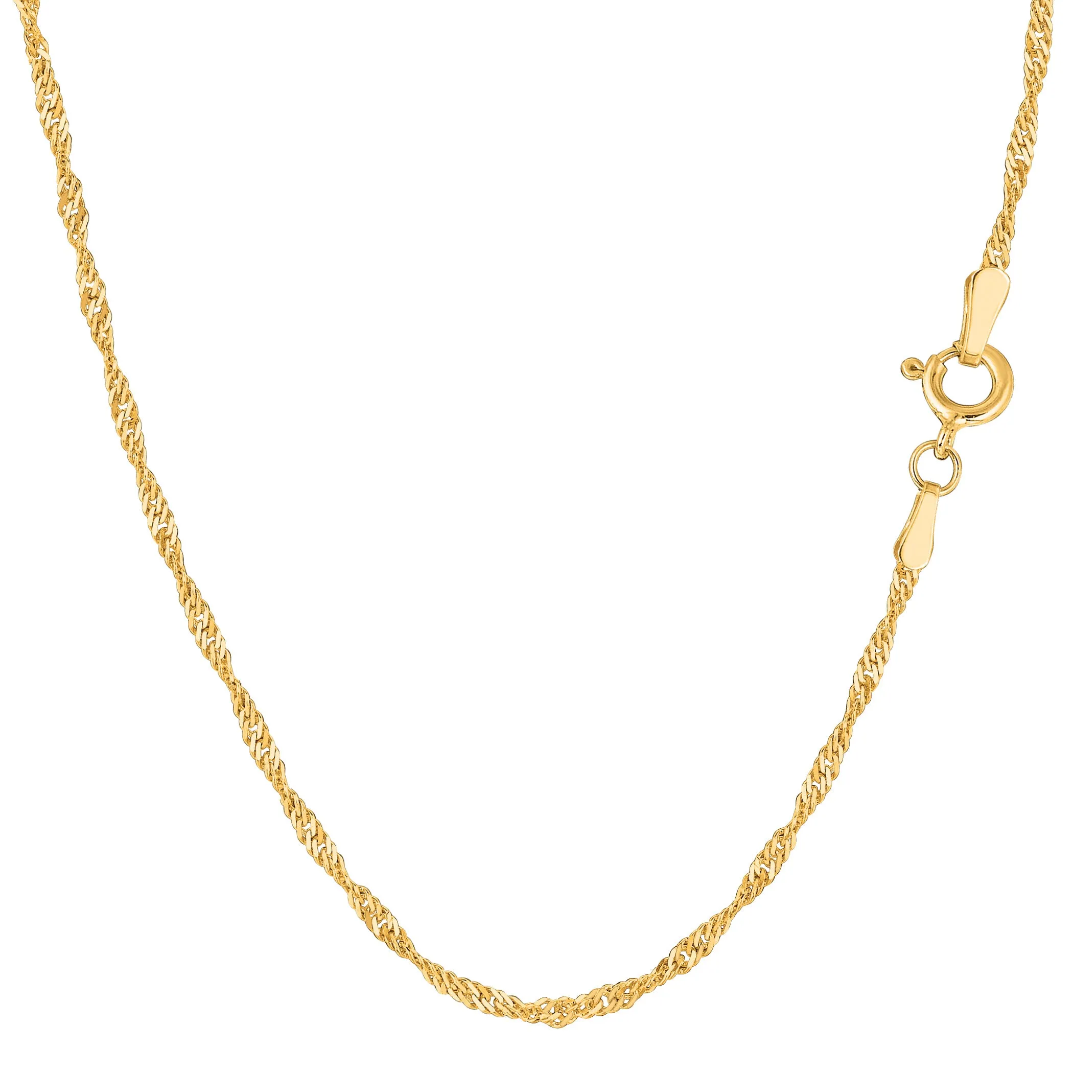 14k Yellow Gold Singapore Chain Bracelet, 1.7mm, 7