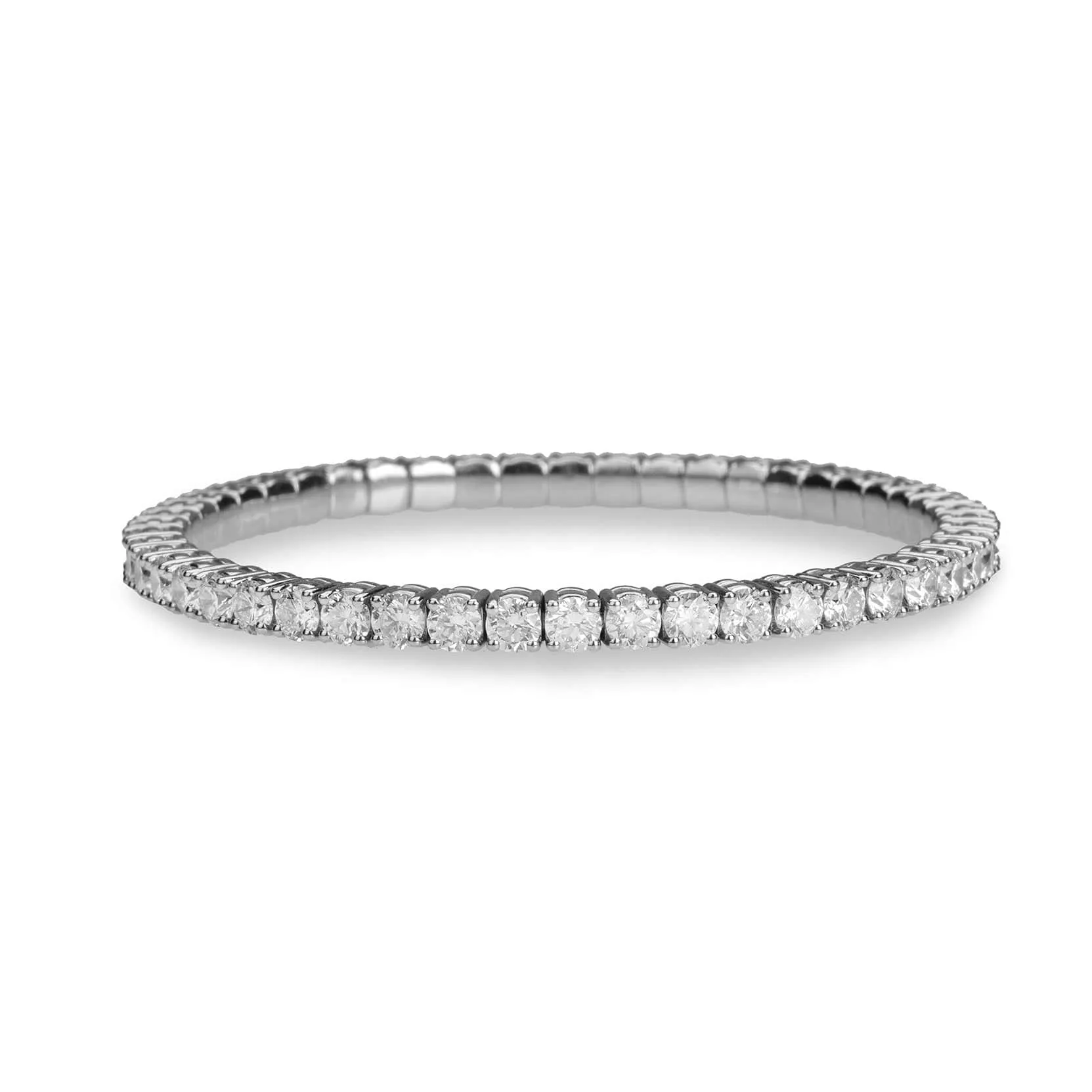 18K Stretch & Stack Round Diamond Tennis Bracelet, 6.0 Carats, Natural Mined Diamonds