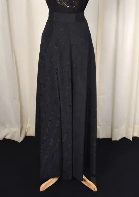 1940s Vintage Black Textured Maxi Skirt