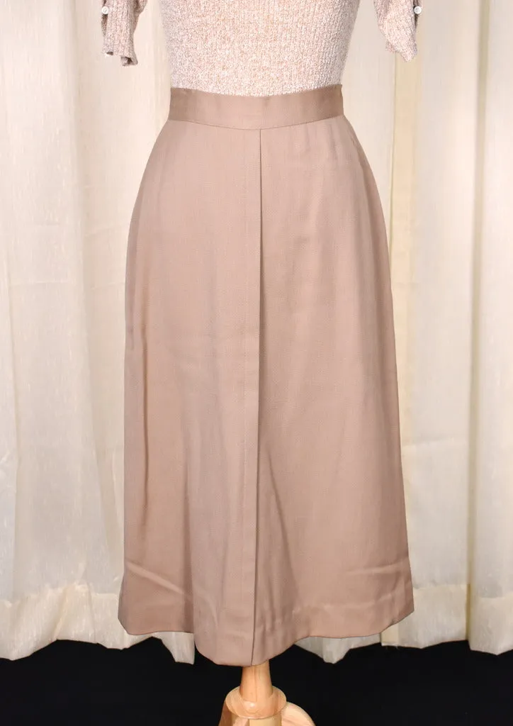 1940s Vintage Tan Front Pleat Skirt