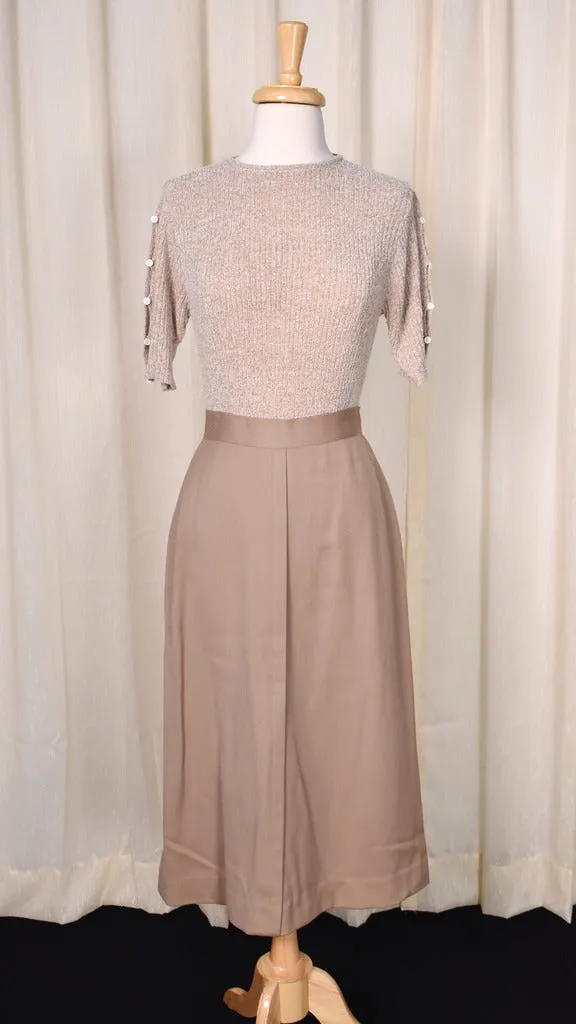 1940s Vintage Tan Front Pleat Skirt