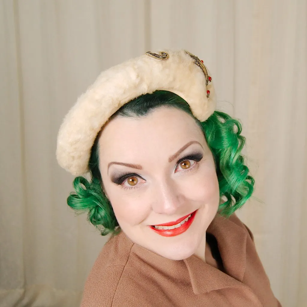 1950s Faux Fur Crescent Hat