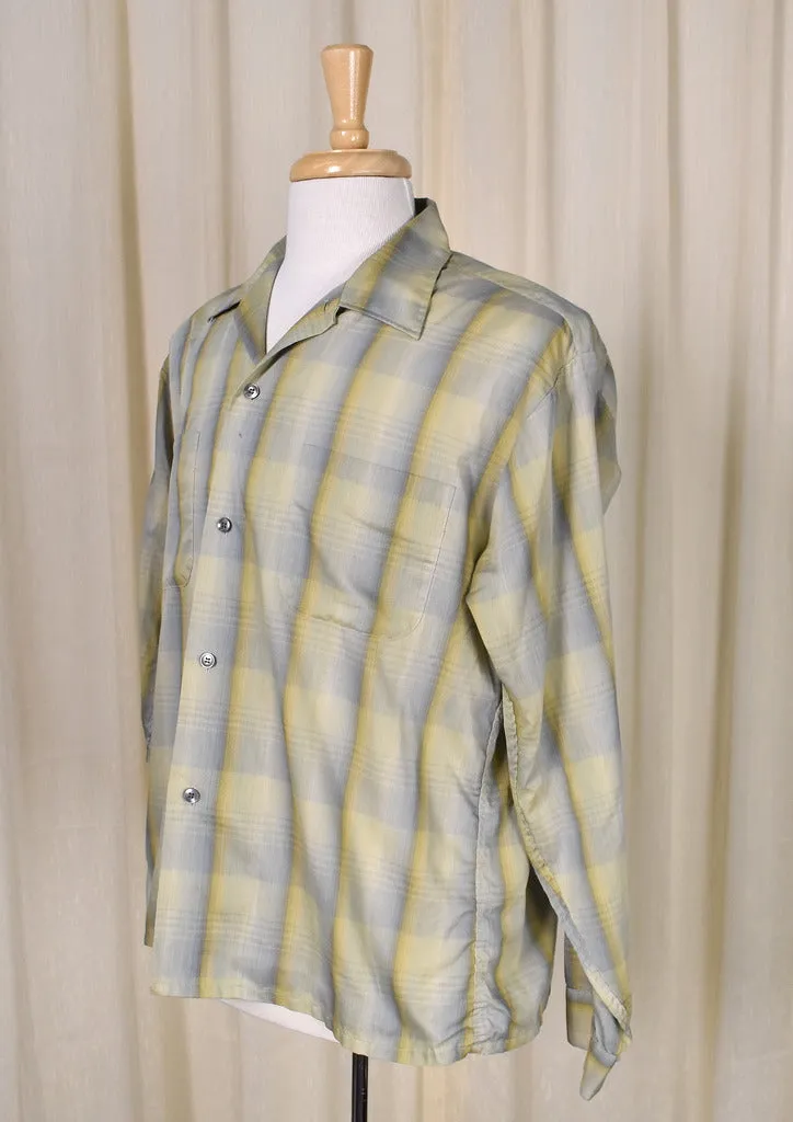 1950s LS Olive Plaid Shirt