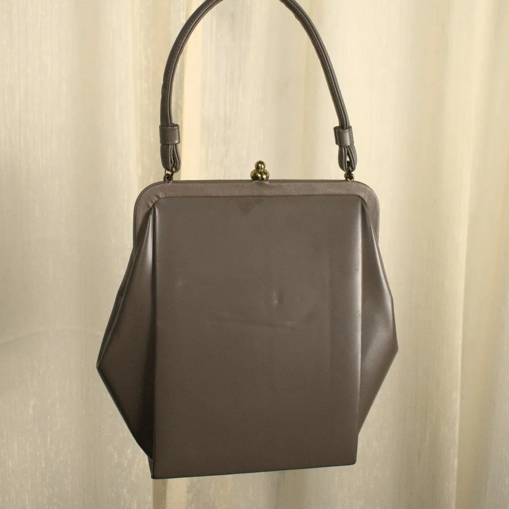 1950s Taupe & Black Handbag