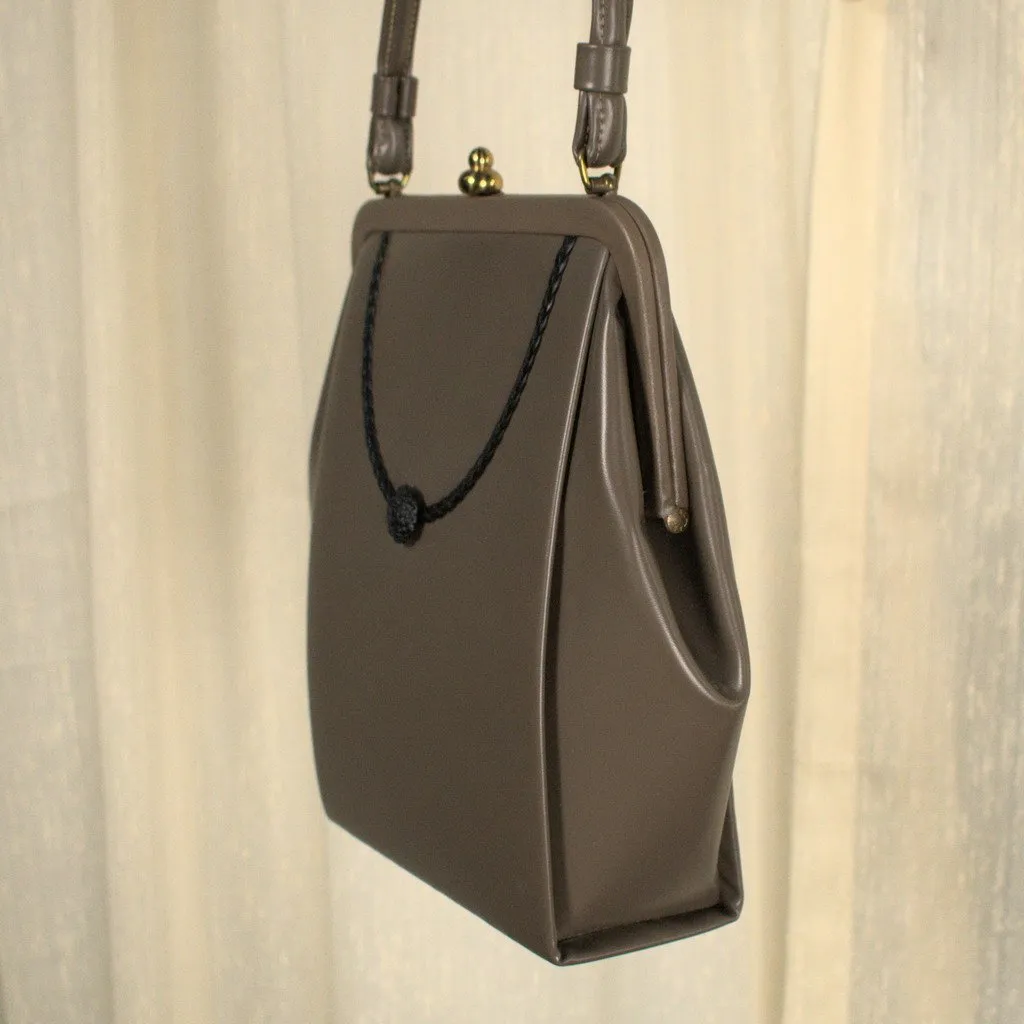 1950s Taupe & Black Handbag