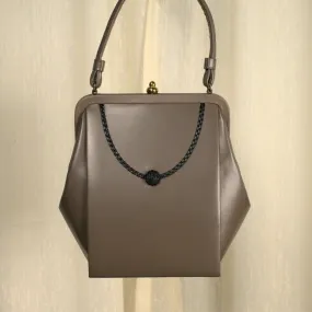 1950s Taupe & Black Handbag