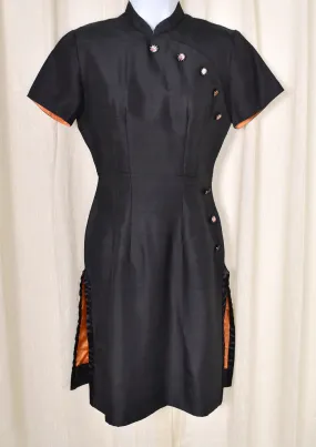 1950s Vintage Black Cheongsam Dress