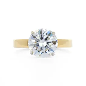 2.95ct Round Moissanite Engagement Ring, 3mm Band - 14k Multi-Tone Gold