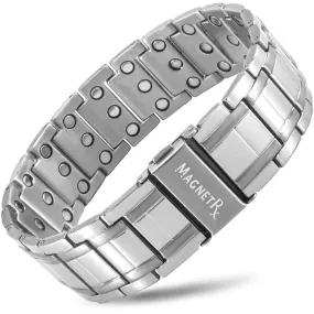 3x Strength Titanium Magnetic Bracelet for Men (Silver)