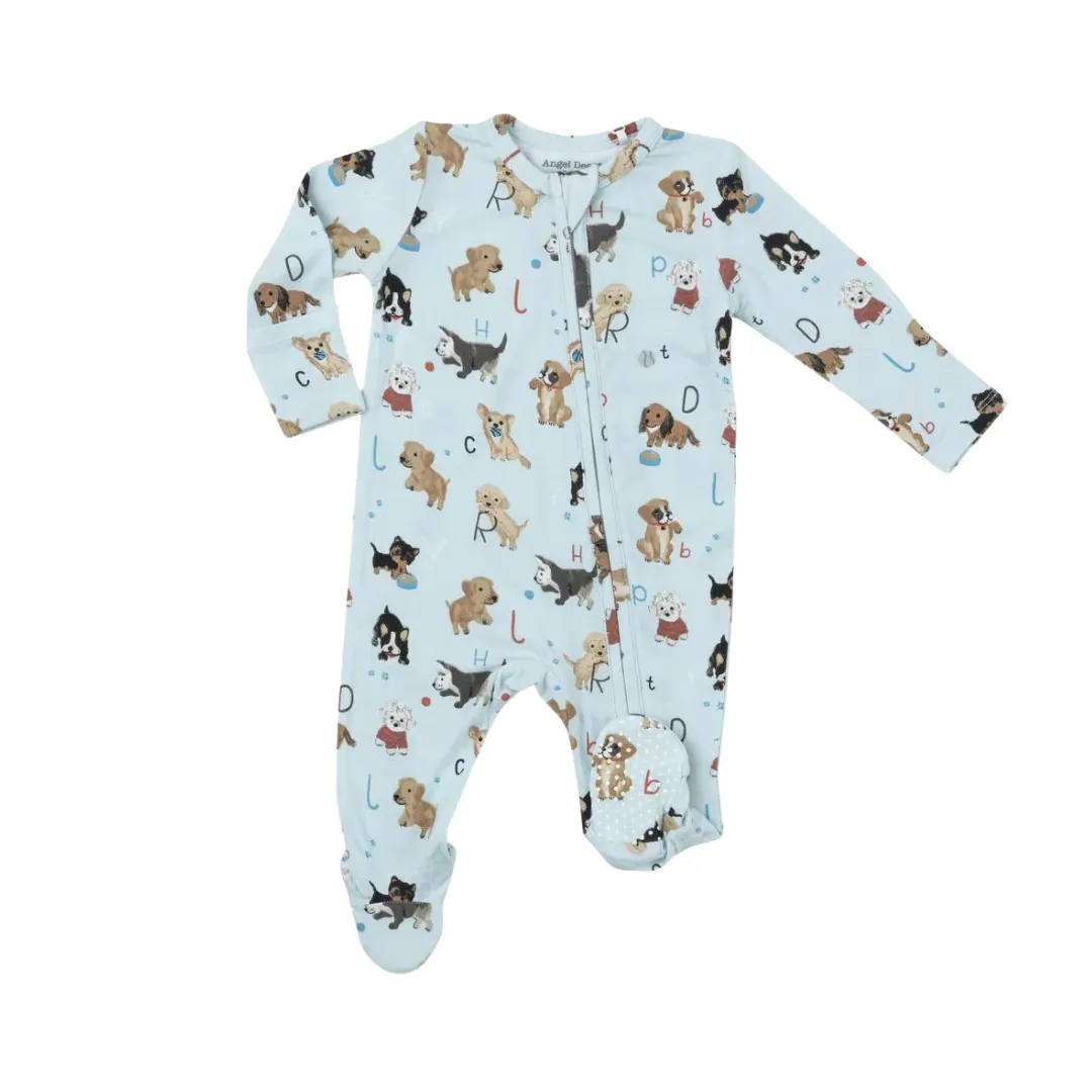 AD Zipper Footie - Puppy Alphabet