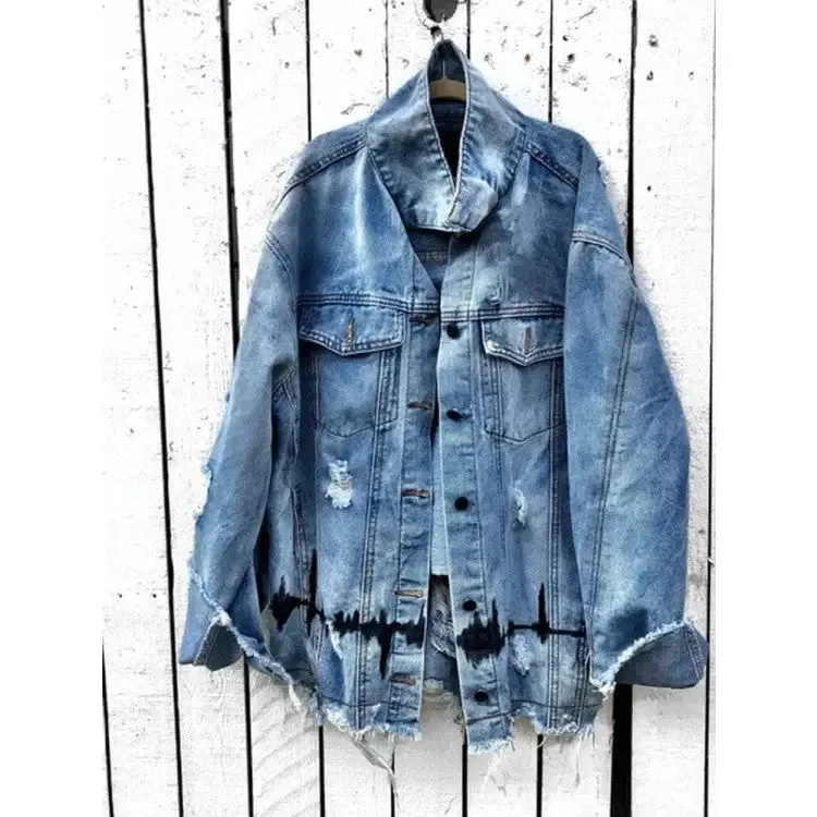 Aesthetic Vinyl Disc Denim Jacket