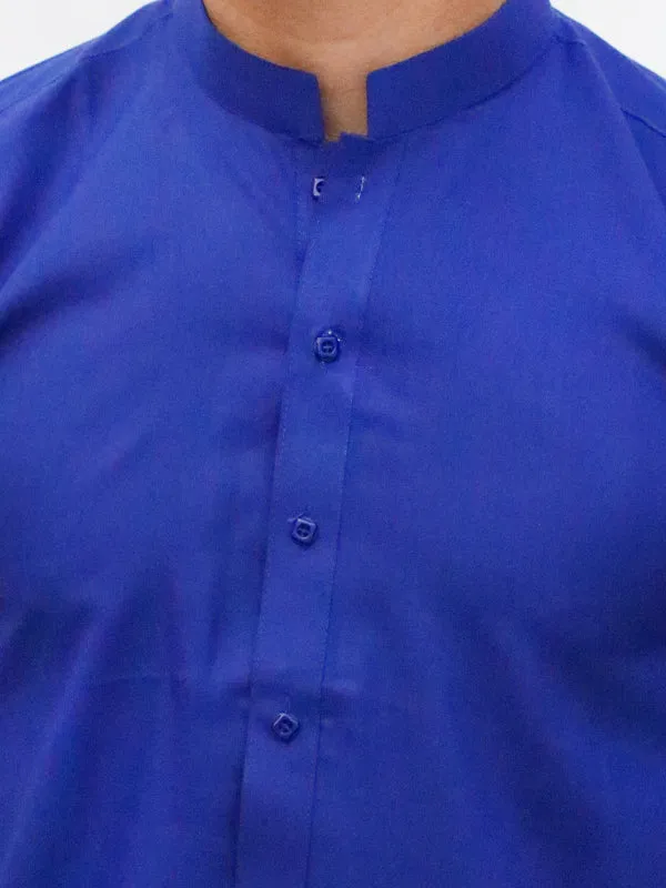 AM Men's Festive Plain Kurta Royal Blue