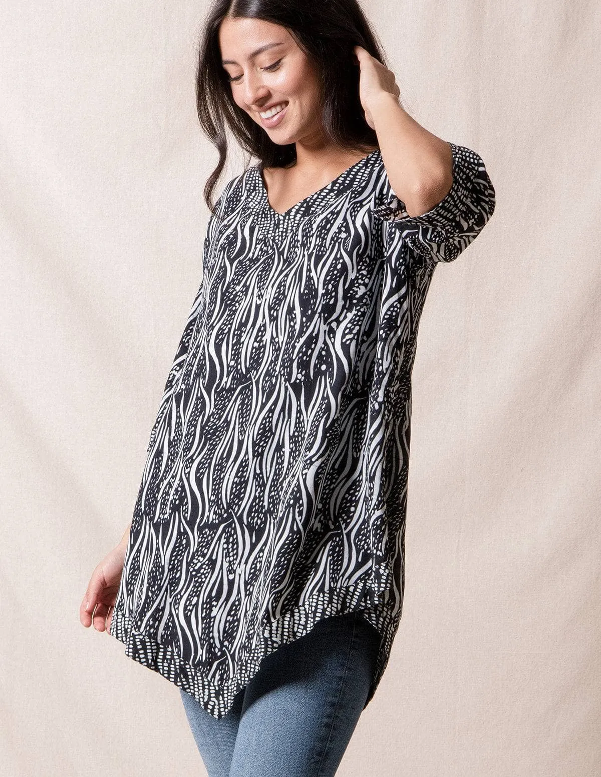 Amari Batik Tunic - Black - Small Only