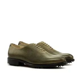 Ambrogio Bespoke Men's Handmade Custom Made Shoes Brown & Olive Full Grain / Calf-Skin Leather Golf Oxfords (AMB1306)