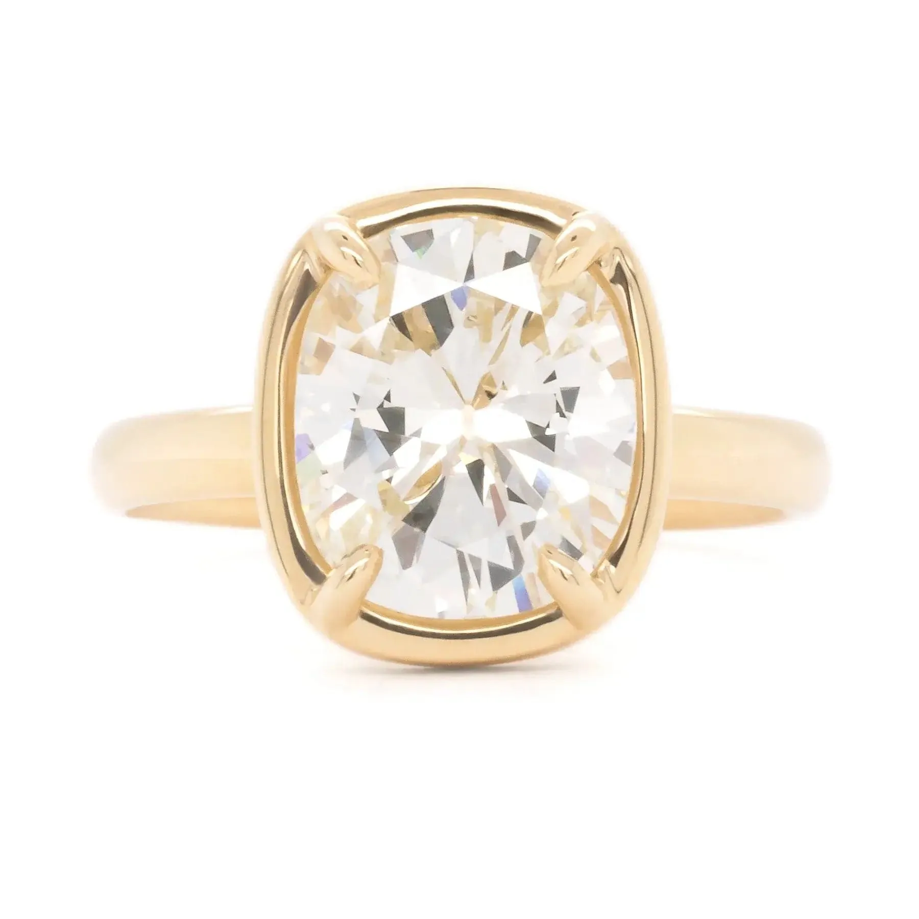 ANNE SPORTUN 18K YELLOW GOLD THE HALEY BEZEL-PRONG CUSHION-CUT DIAMOND SOLITAIRE ENGAGEMENT RING (SETTING ONLY)