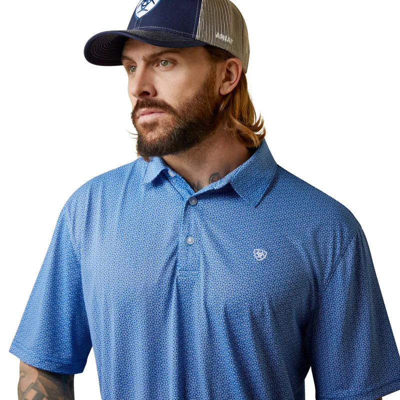 'Ariat' Men's All Over Print Polo - Cobalt