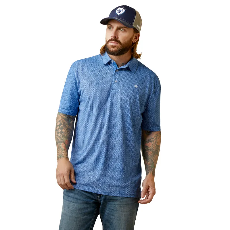 'Ariat' Men's All Over Print Polo - Cobalt