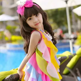 Baby Girls 3-11yo Striped Rainbow Dress