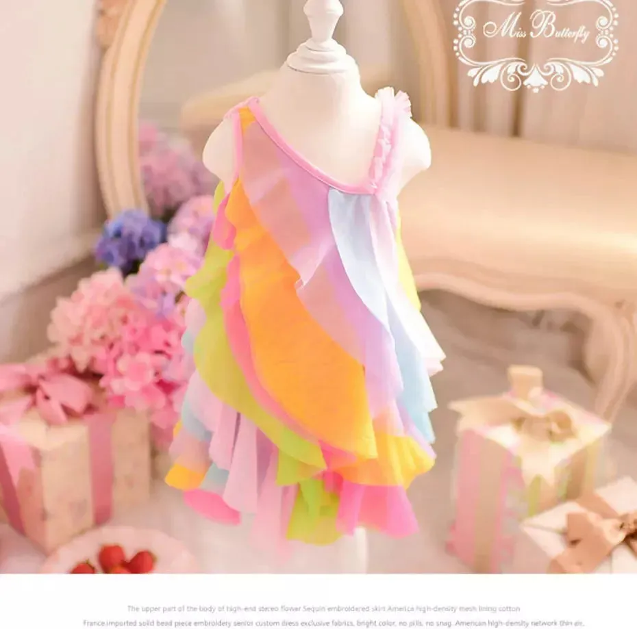 Baby Girls 3-11yo Striped Rainbow Dress