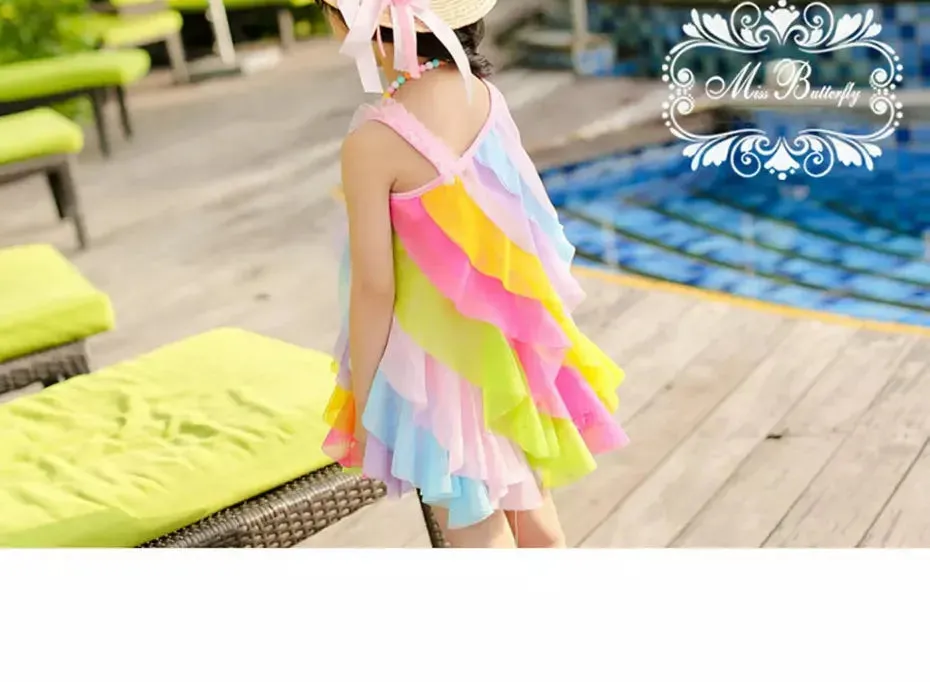 Baby Girls 3-11yo Striped Rainbow Dress