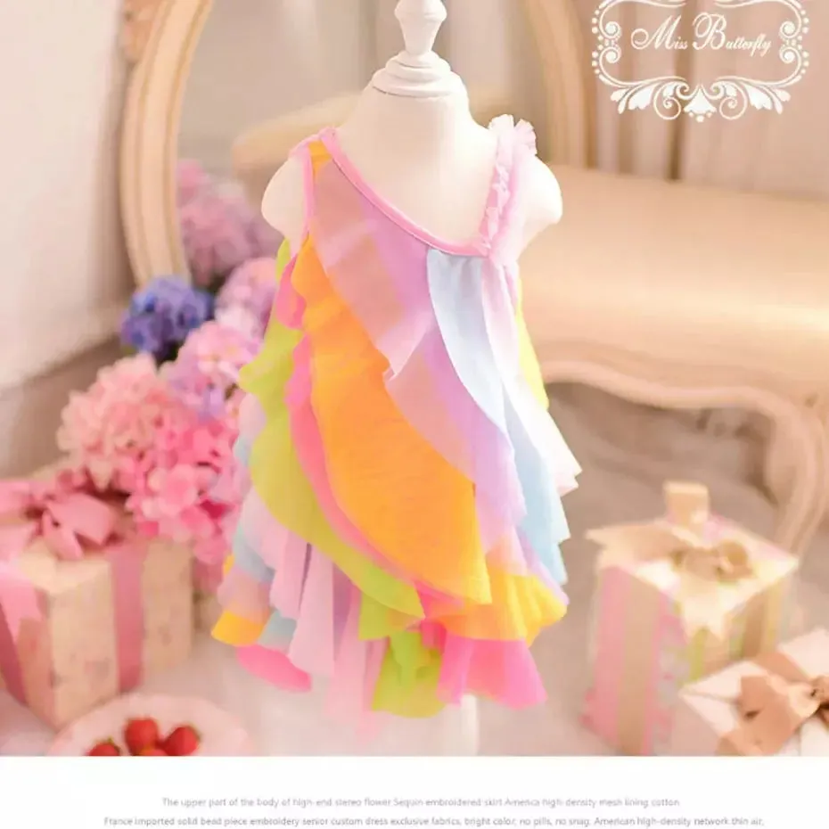 Baby Girls 3-11yo Striped Rainbow Dress