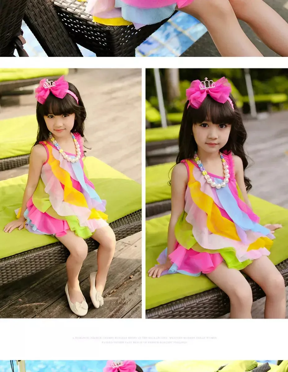 Baby Girls 3-11yo Striped Rainbow Dress