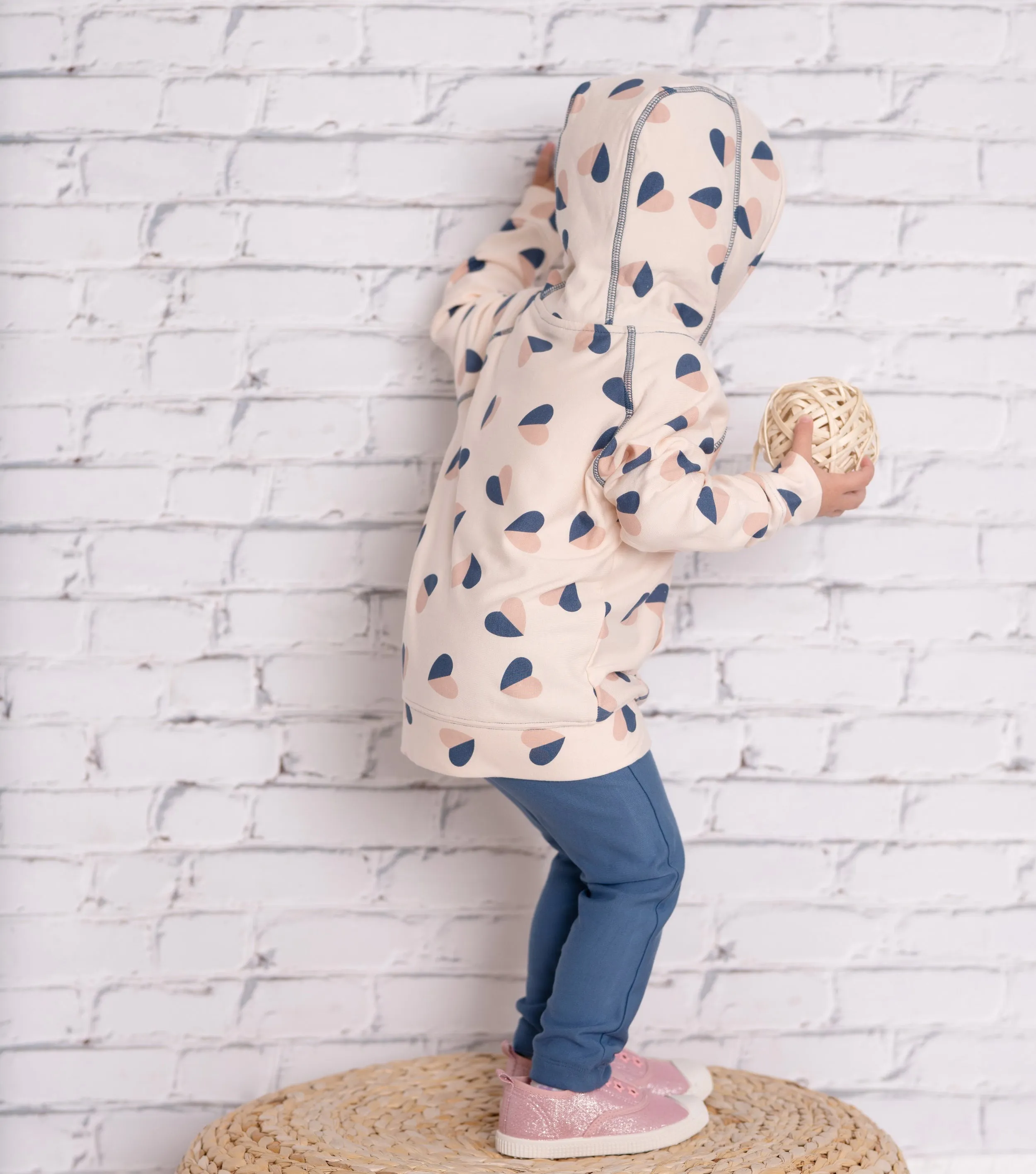 Bamboo Fleece Pullover Hoodie (Heart Flutter Print)