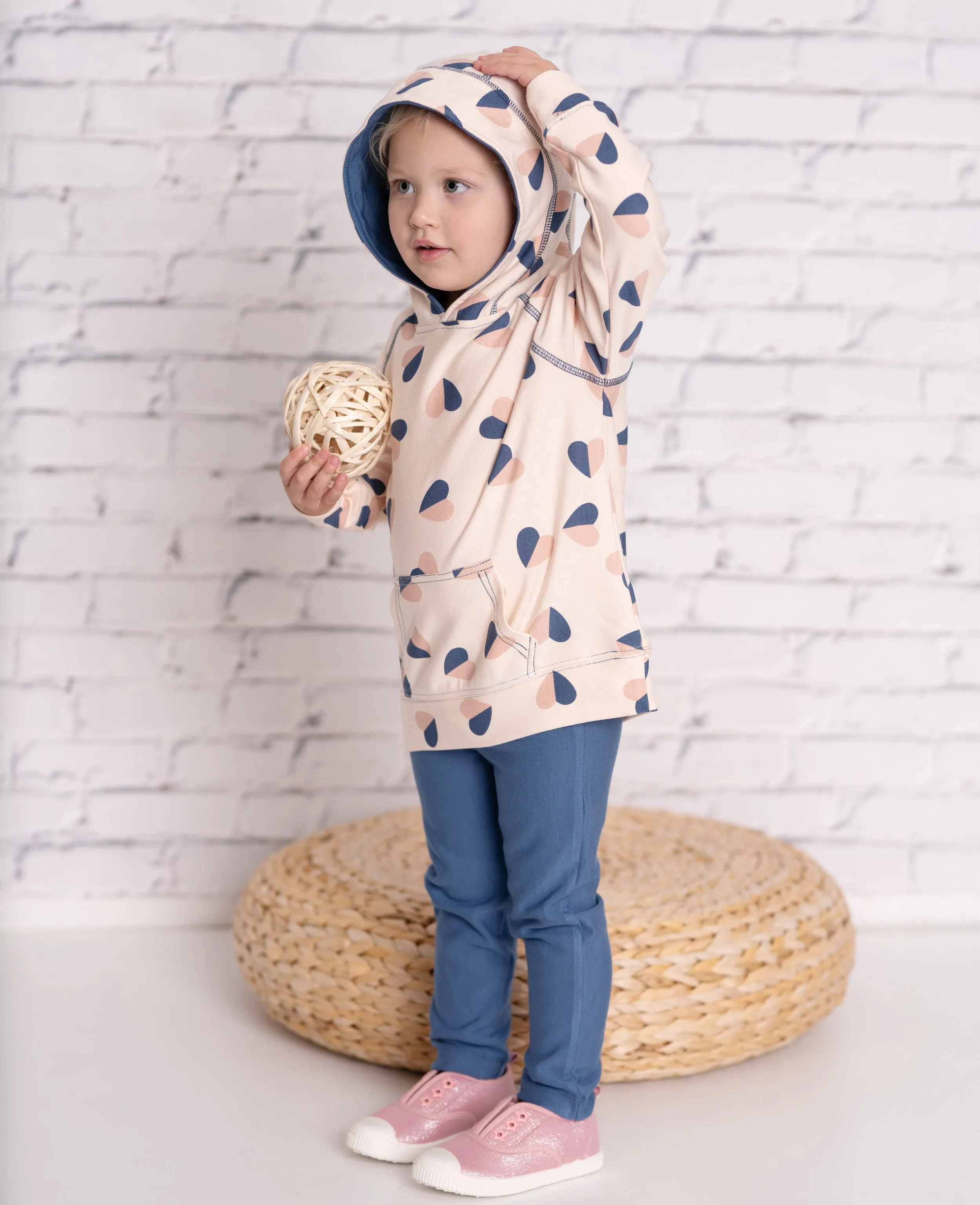 Bamboo Fleece Pullover Hoodie (Heart Flutter Print)