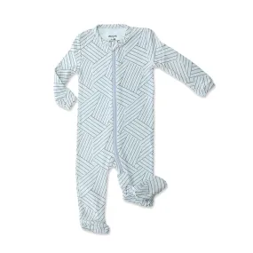 Bamboo Fleece Zip-up Footies (Chip Chop Stripe Print)