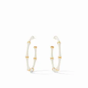 Bamboo Hoop Earrings | Ivory Enamel