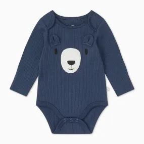 Bear Face Ribbed Long Sleeve Bodysuit