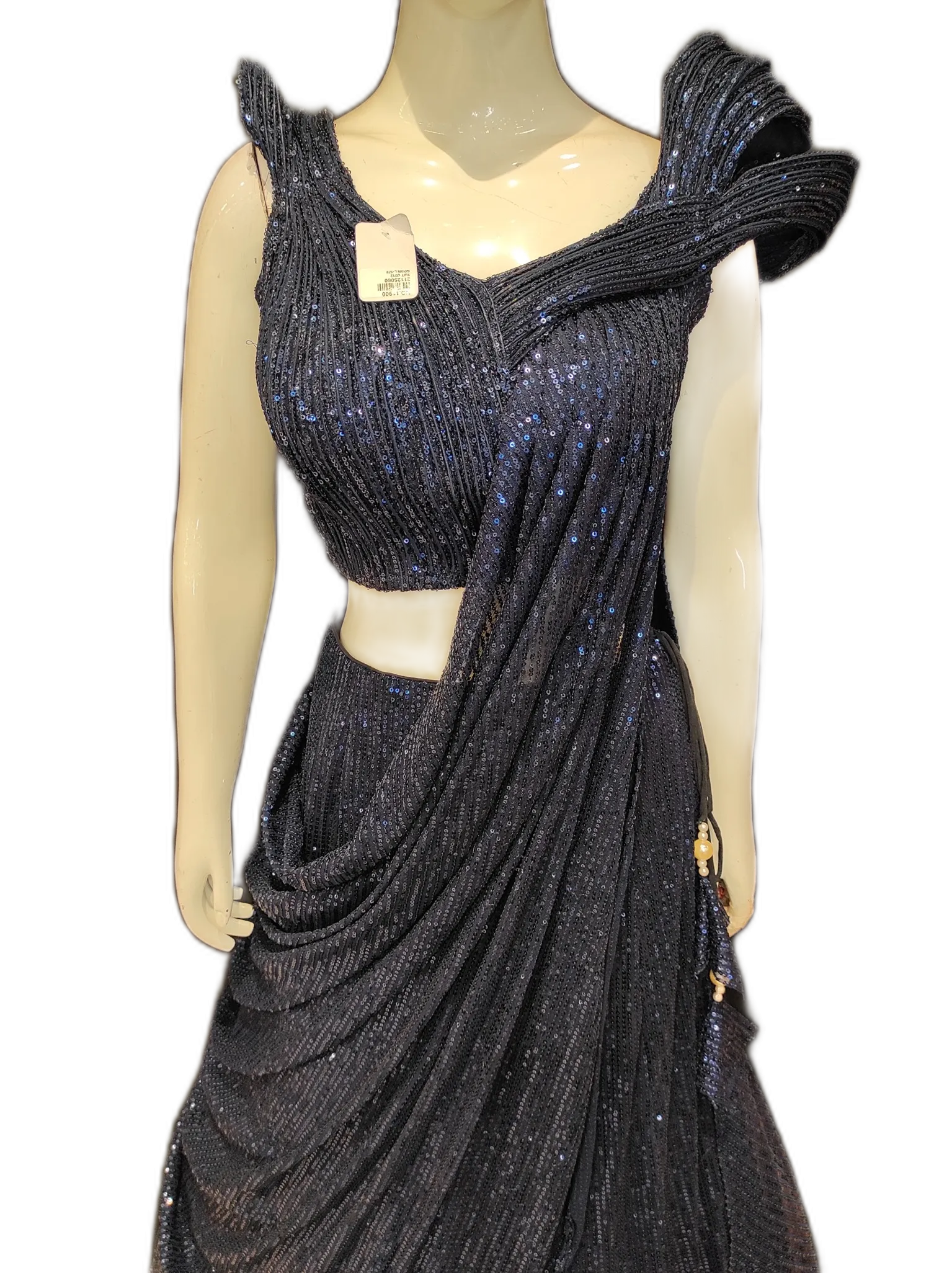 Blue Net Sequins Lehenga Choli