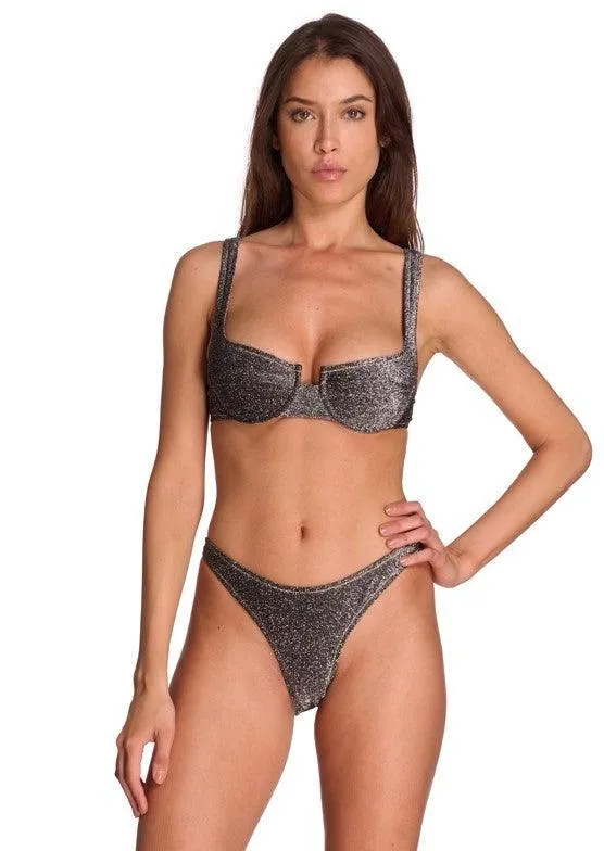 Brigitte Bikini Set in Silver Lurex