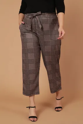 Brown Black Houndstooth Checkered Pants