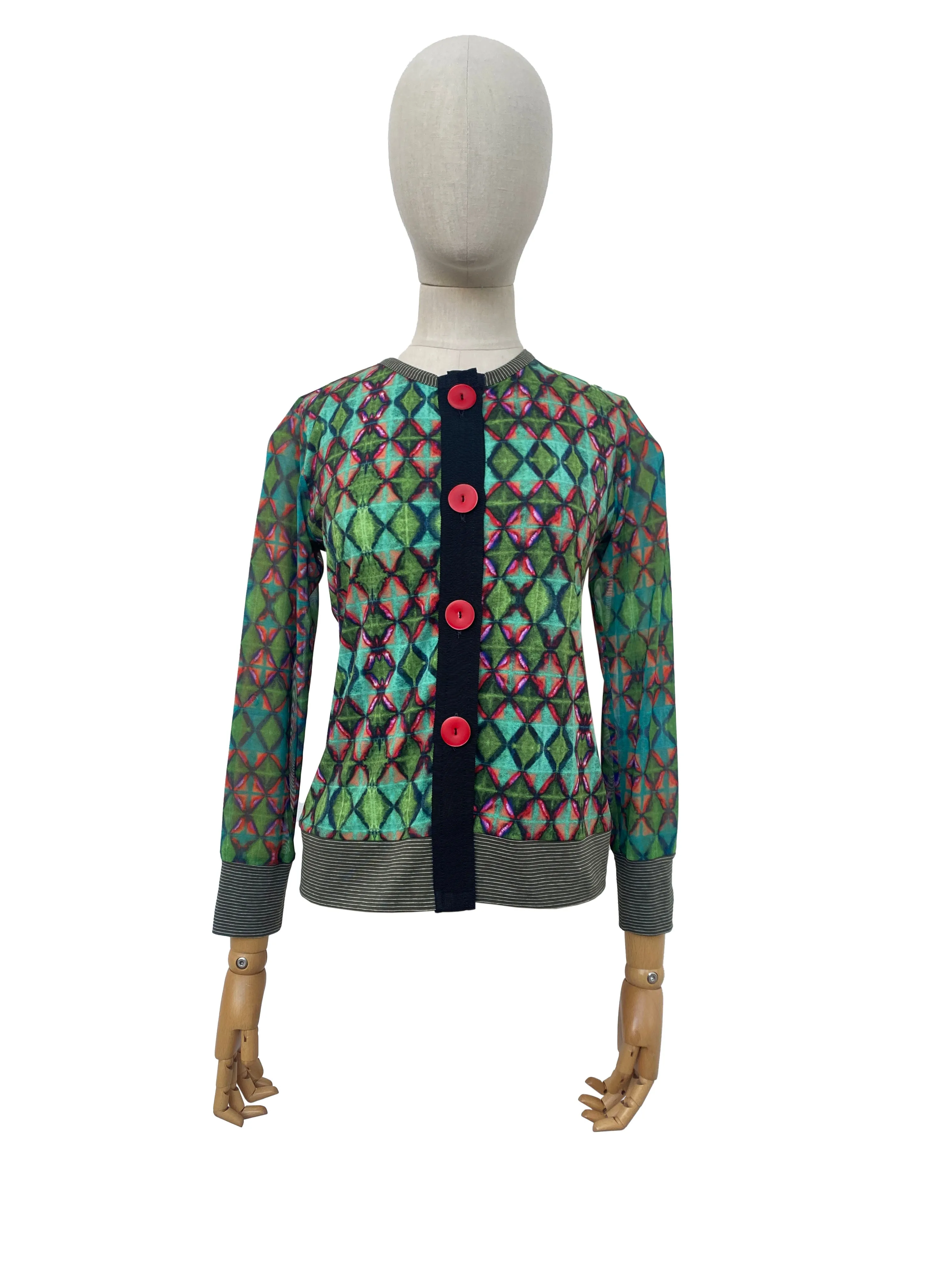 Button Cardi Green Diamond