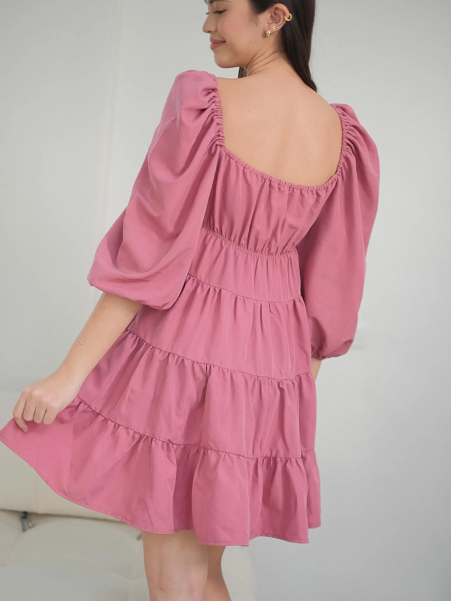 Caroline baby doll dress - mauve pink