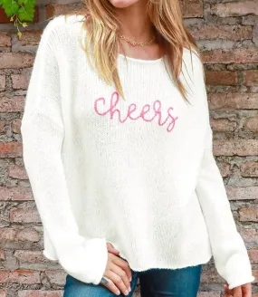 'cheers' Crewneck Sweater In White