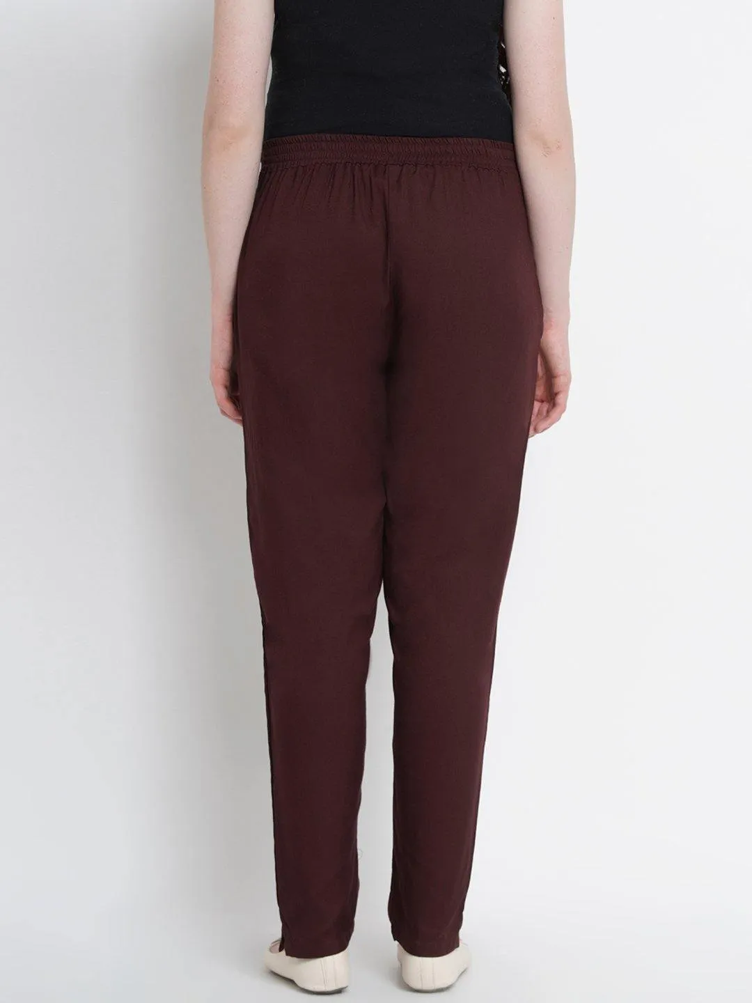 Chocolate Brown Straight Maternity High waisted Pants