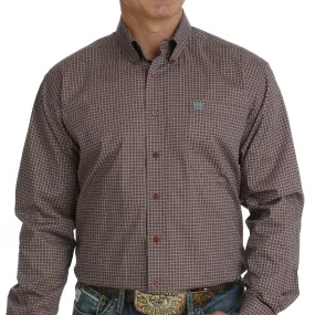 Cinch Men's Geometric Hex Print Button-Down Shirt In Burgundy