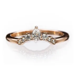 Claire Band- Graduated Diamond, Moissanite or White Sapphire Curved Contoured Crown Stacking Wedding Ring