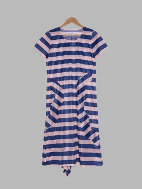 Comme des Garcons 1996 pink and blue stripe deformed short sleeve dress