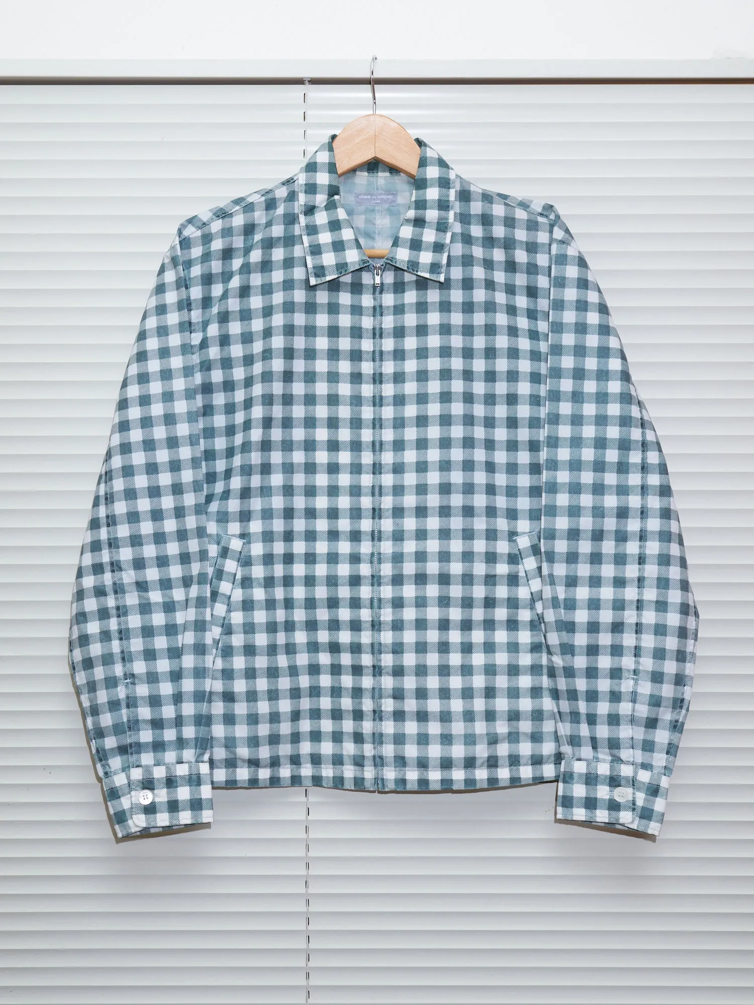 Comme des Garcons Homme 2000 teal green nylon gingham zip jacket - mens M