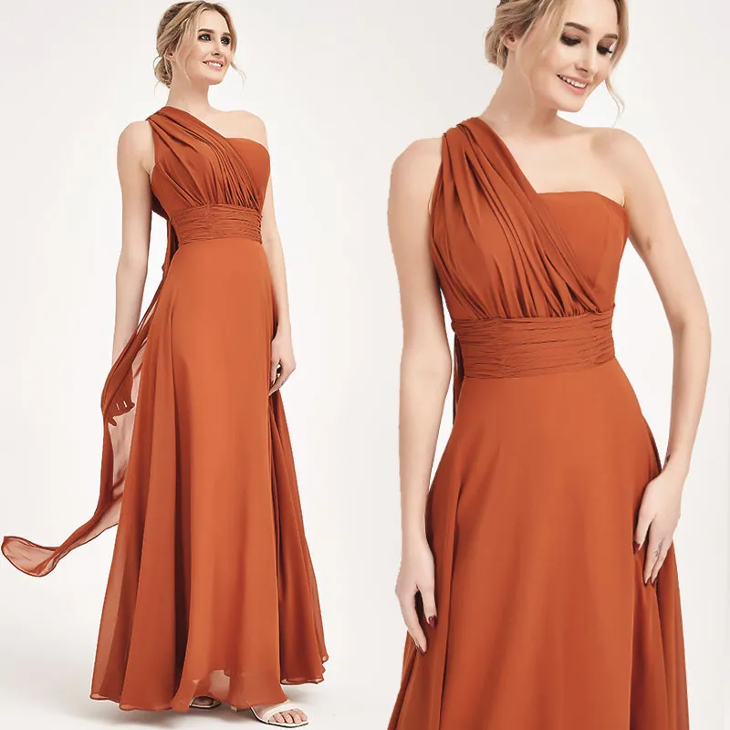 Convertible Chiffon Bridesmaid Dress Wrap English Rose Maxi Gown