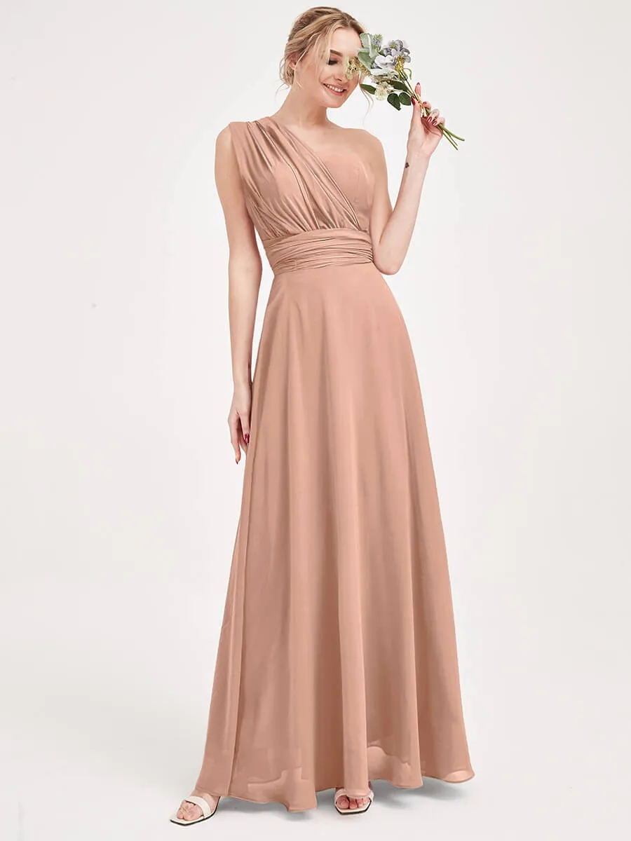 Convertible Chiffon Bridesmaid Dress Wrap English Rose Maxi Gown